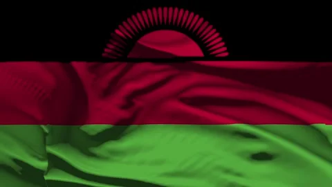Closeup Malawi Flag Wave Loop waving in wind Realistic Malawi Flag background Stock Footage 328220141