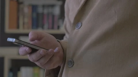 Closeup of male hands using mobile phone. Stock-Footage 43893506