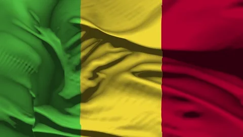 Closeup Mali Flag Wave Loop waving in wind Realistic Mali Flag background Stock Footage 328787934