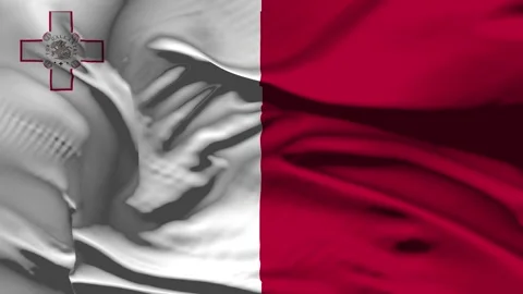Closeup Malta Flag Wave Loop waving in wind Realistic Malta Flag background Stock Footage 328787941