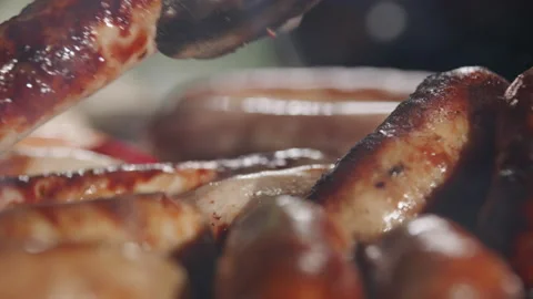 Closeup Of A Man Grilling Barbeque. Video stock 211747184