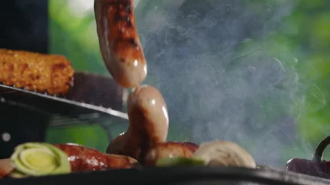 Closeup Of A Man Grilling Barbeque. Video stock 211758917