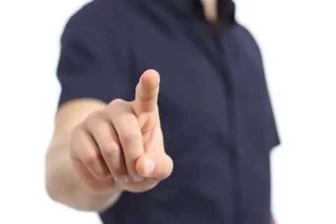 Closeup of a man hand checking a button Stock Photos