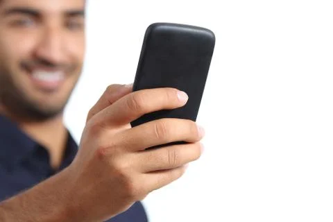 Closeup of a man hand using a smart phone Stock Photos
