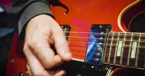 Closeup Of Man Hands Playing Red Electri Stock Video Pond5