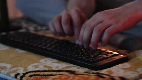 Closeup of Man hands typing on the keyboard Stock Footage 131360610