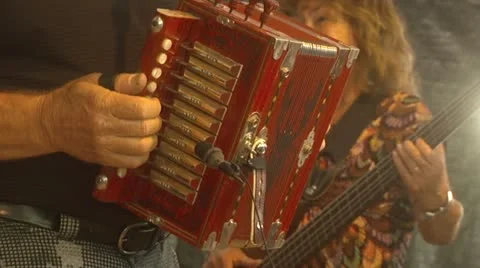 Closeup of Man Playing Accordion Stock Footage
