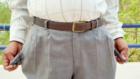 Closeup Of A Man Showing him Empty Pocket | Inflation | Unemployment Stock Footage 277866190