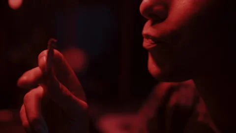 Closeup of a Man smoking a cigarette Stock-Footage 258343182