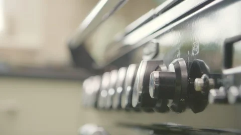 Closeup Of Man Turning Knob On Kitchen Appliance Stock Footage 86117865