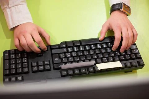  Closeup of a man using computer. Closeup of a man using computer. ,model ... Stock-Fotos