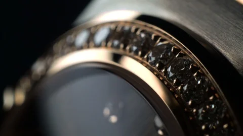 Closeup of man watch on a black background Video stock 92504593