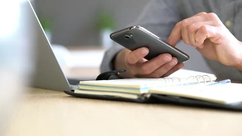 Closeup of man at work using pad Stock Footage 69852648