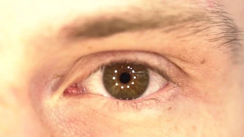 Closeup of man's brown eye with the beautiful reflection Stock Footage 75970141