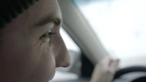 Closeup Of Mans Eyes While He Drives (Interior Shot) Stock Footage 71844300