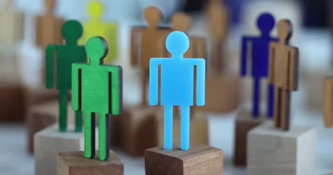Closeup of many multicolored human figurines 4k movie slow motion 動画素材 274831649