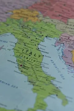 Closeup map of Italy. Stock Photos