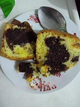 Closeup of marble cakes on the table Stock Photos