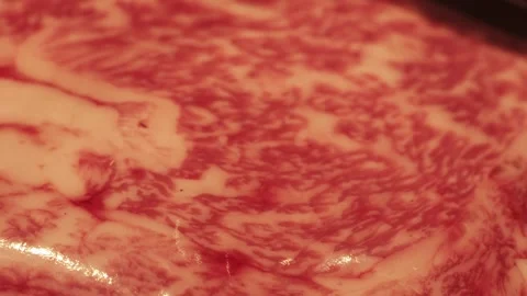 CloseUp of Marbled Wagyu Beef Meat Texture, Ideal for Cooking Enthusiasts and Stock Footage 278476627