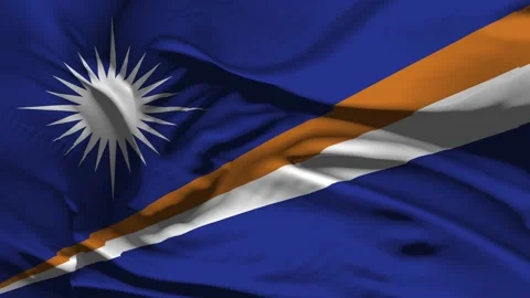 Closeup Marshall Islands Flag Wave Loop waving in wind Realistic Marshall Is Stock Footage 330986737