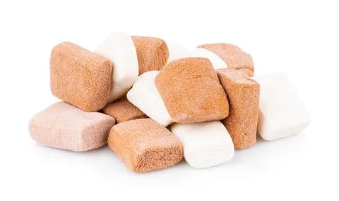 Closeup marshmallows on white background Photos