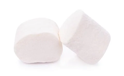 Closeup marshmallows on white background Stock Photos