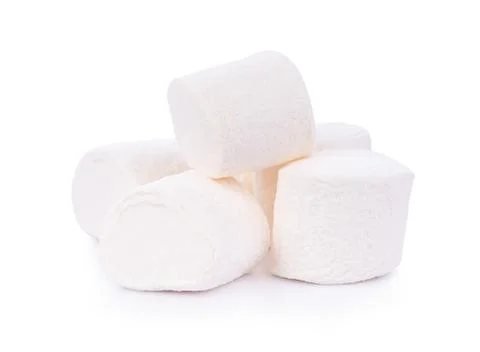 Closeup marshmallows on white background Photos