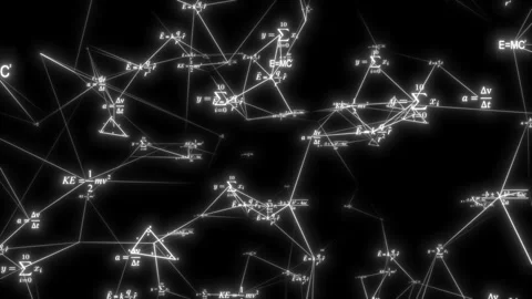 Closeup mathematical formula and elements on black background. School education Stock Footage 113464233