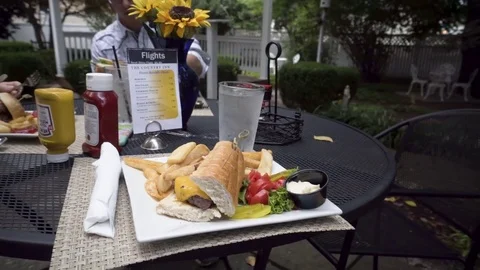 Closeup of a meatball sub at a cafe outs... | Stock Video | Pond5