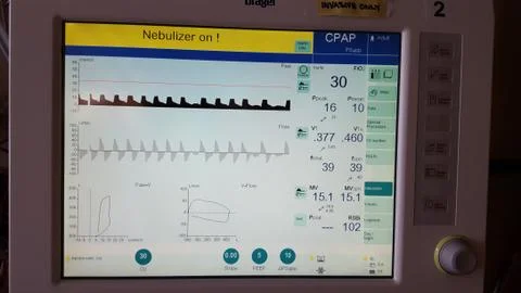 Closeup of a mechanical ventilator,s control panel Stock Photos