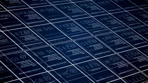 Closeup of metal grid pattern on grey background, with electric blue accents Stock Photos