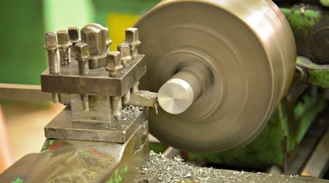 Closeup of a Metal Lathe at Work Video stock 48568582