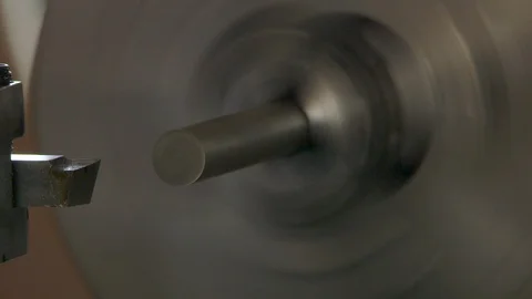 Closeup of metal lathe at work Video stock 93673360