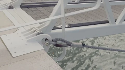 Closeup of Metallic Ferry Pier Construction Stock Footage 270812817