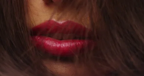 Closeup of Mexican woman's lips Stock-Footage 44485560