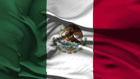 Closeup Mexico Flag Wave Loop waving in wind Realistic Mexico  Flag backgrou Stock Footage 332042775