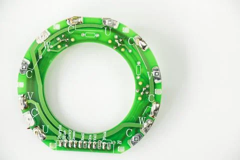 Closeup of microprocessor and microchips, motherboard background, and texture of 写真素材