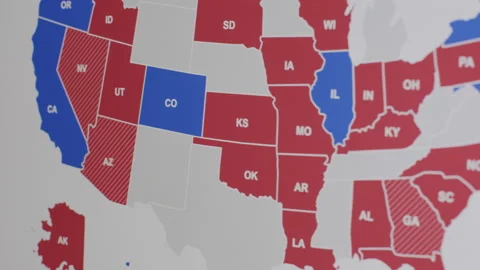 Closeup of Midterm Elections Map and Polls on Computer Screen Stock Footage 220358582