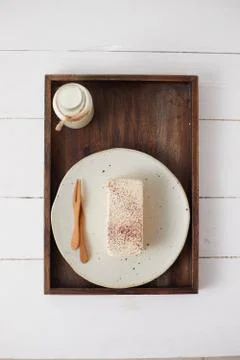 Closeup Milk cake. Stock Photos