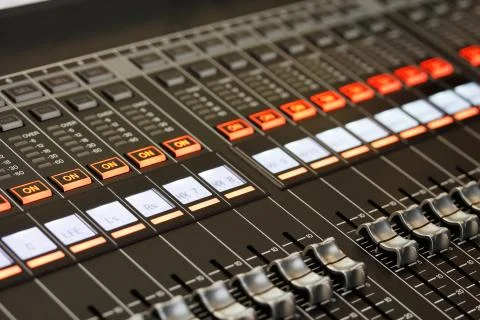 Closeup of mixing console Stock Photos