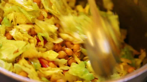 Closeup of mixing vegetable dish Stock Footage 40617666