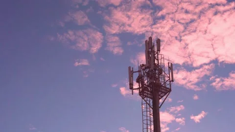 Closeup Mobile Communication Cellular Tower Close-up, 3G 4G 5G Transmitter Cell  Stock Footage 224466198