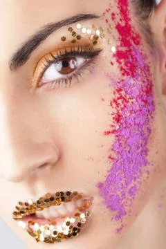 Closeup of model with extraordinary makeup Stock Photos