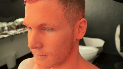 Closeup of the model's face in orange color Stock Footage 73519279