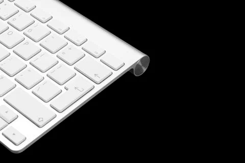 Closeup of a modern computer keyboard isolated on black background. Close up Stock Photos