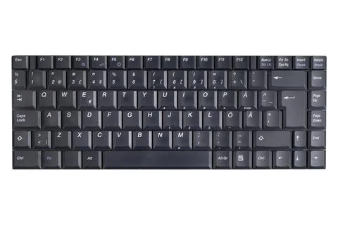 Closeup of a modern computer keyboard isolated on white background. Close u.. Stock Photos