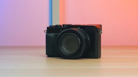 Closeup on a Modern Digital Camera Stock Footage 104872226