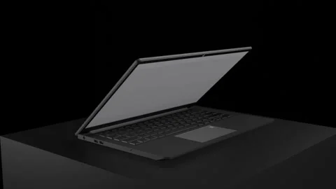 Closeup Modern Laptop Opening Motion with blank screen Stock Footage 138129115