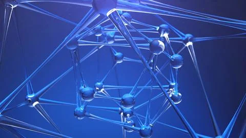 A closeup of a molecular structure on an azure background Stock Photos