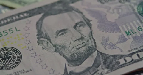 Closeup Money background,US dollar banknote background, Money scattered on the d Stock Footage 334823821
